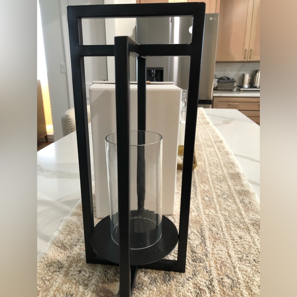 Black Metal Candle Holder with Glass Insert